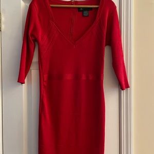 Kardashian Kollection Red Knit Dress. 3/4 length sleeves. Stunning. Size M